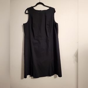 Talbots Cotton Blend Navy Sleeveless Dress with Kick Pleats 18w